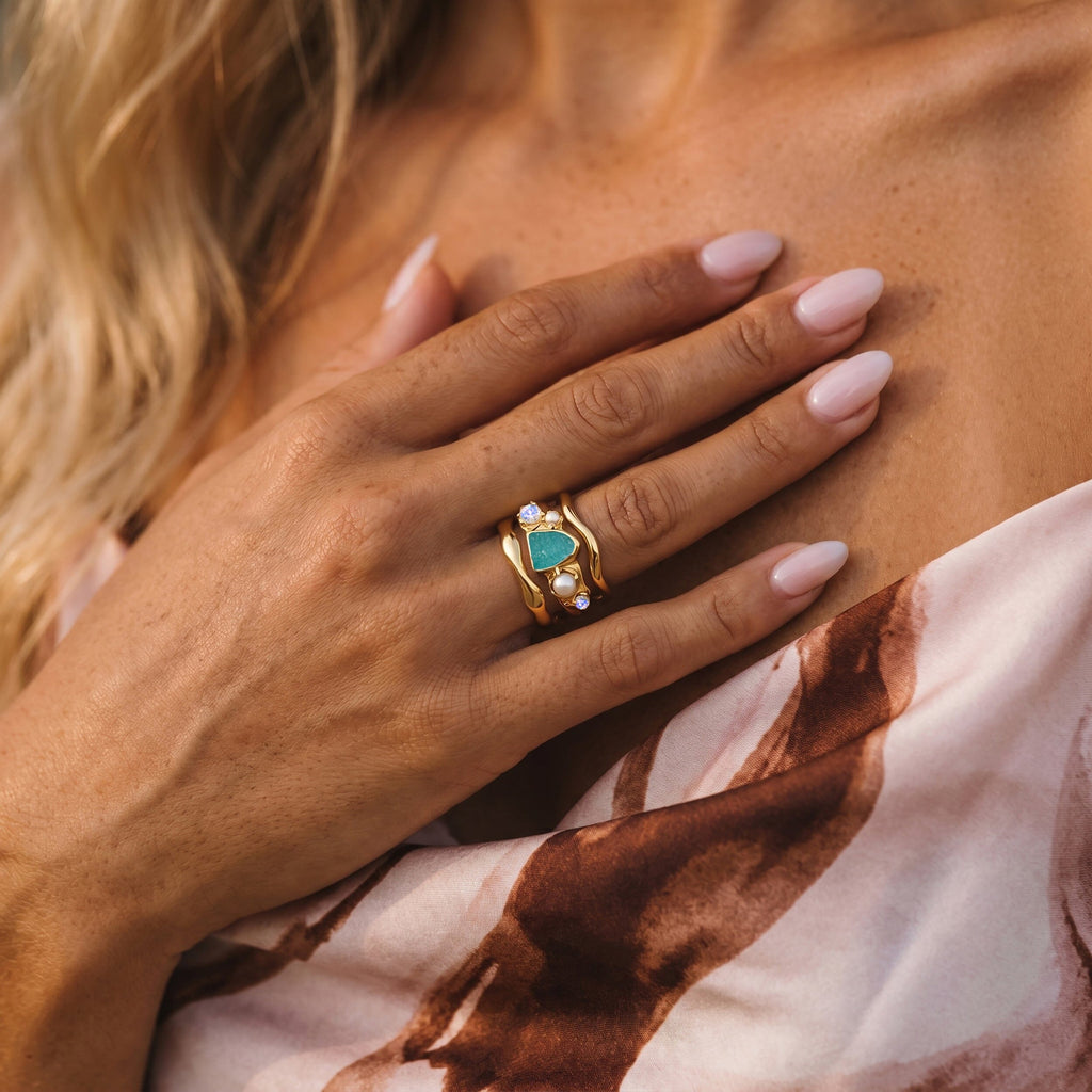 Amazonite Heirloom & Magma & Waves Rings