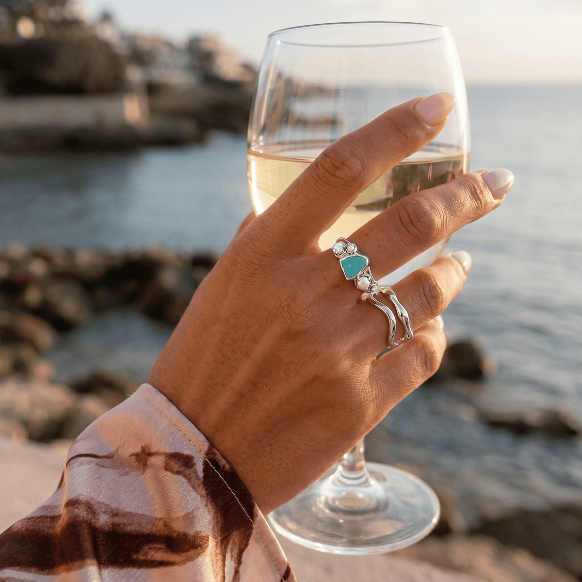Amazonite Heirloom & Magma & Waves Rings