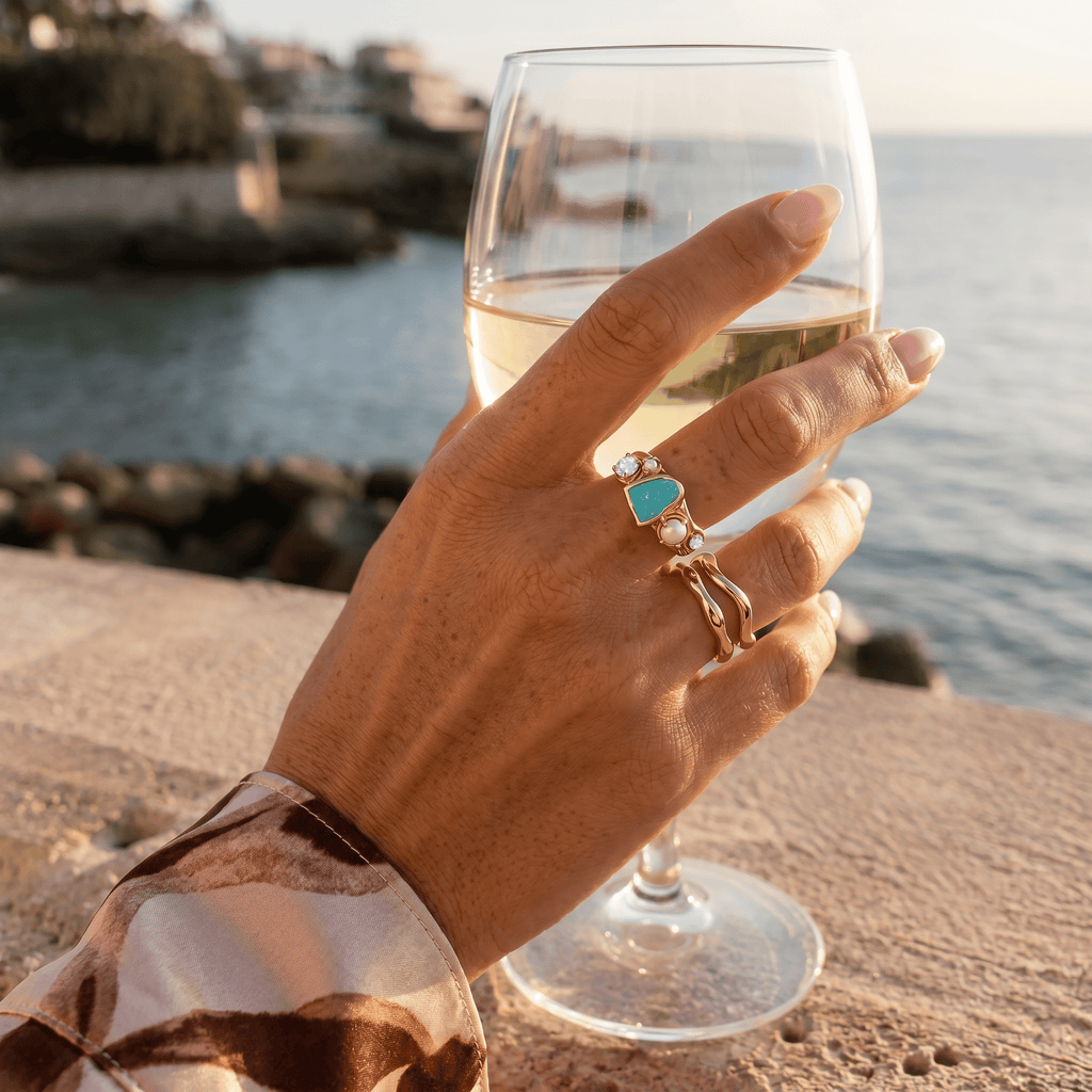 Amazonite Heirloom & Magma & Waves Rings