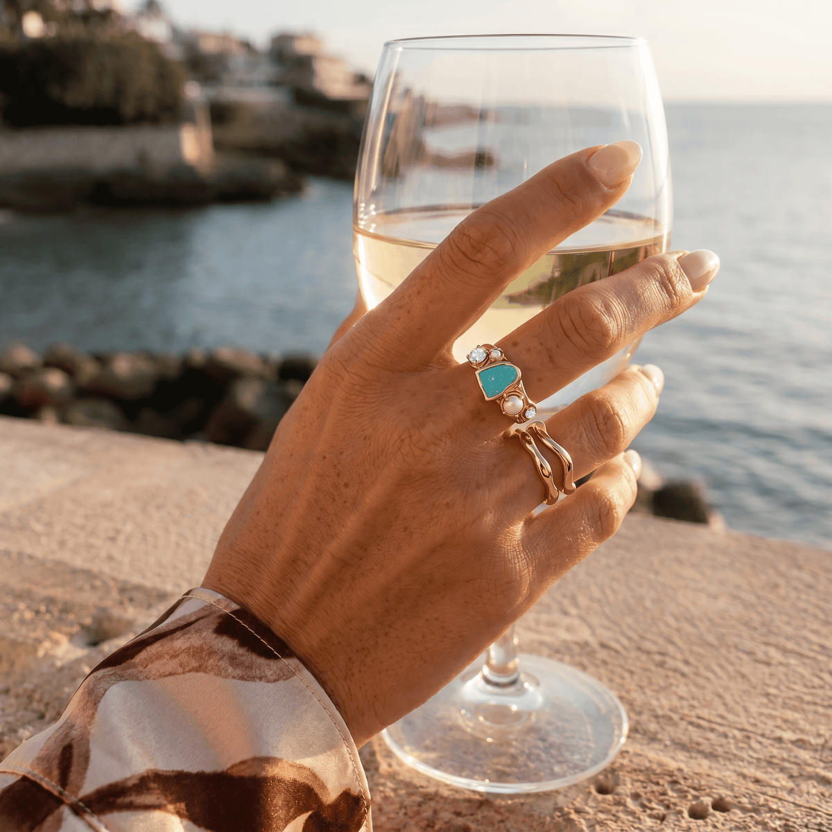 Amazonite Heirloom & Magma & Waves Rings