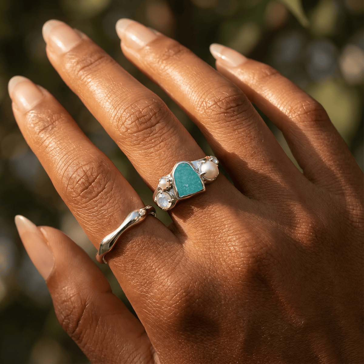 Amazonite Heirloom & Magma Rings