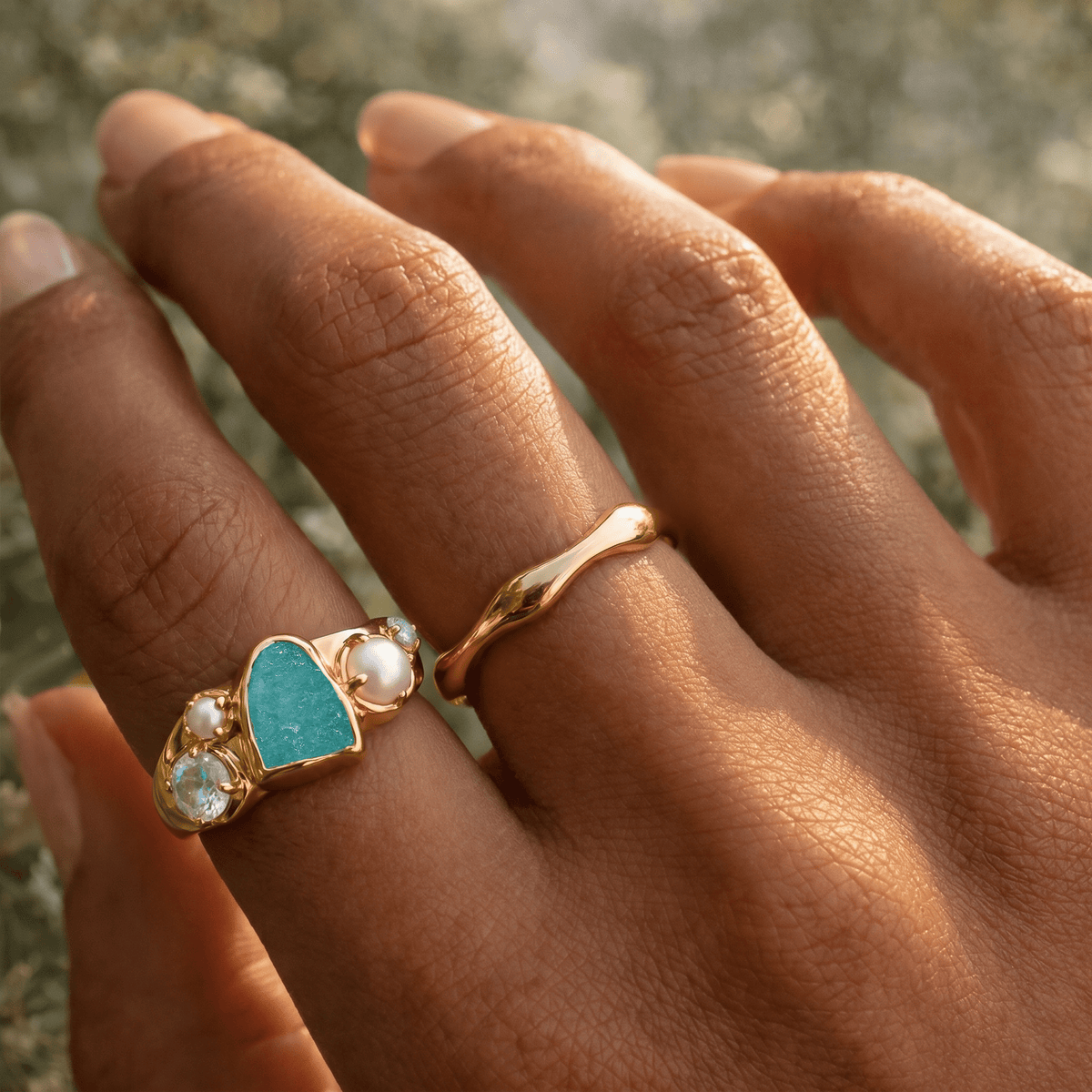 Amazonite Heirloom & Magma Rings