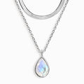 Moonstone Hidden Heart Necklace & Herringbone Chain