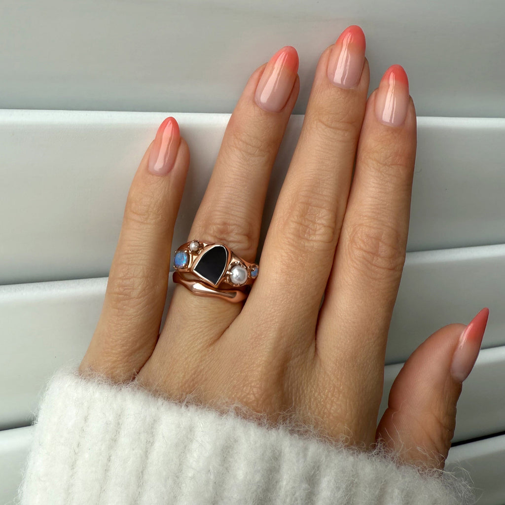 Black Obsidian Heirloom & Magma Rings