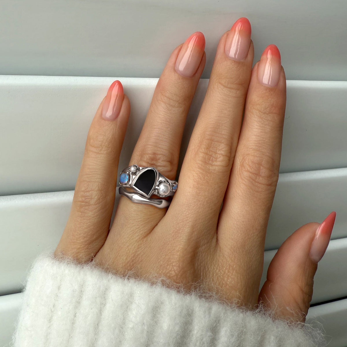 Black Obsidian Heirloom & Magma Rings