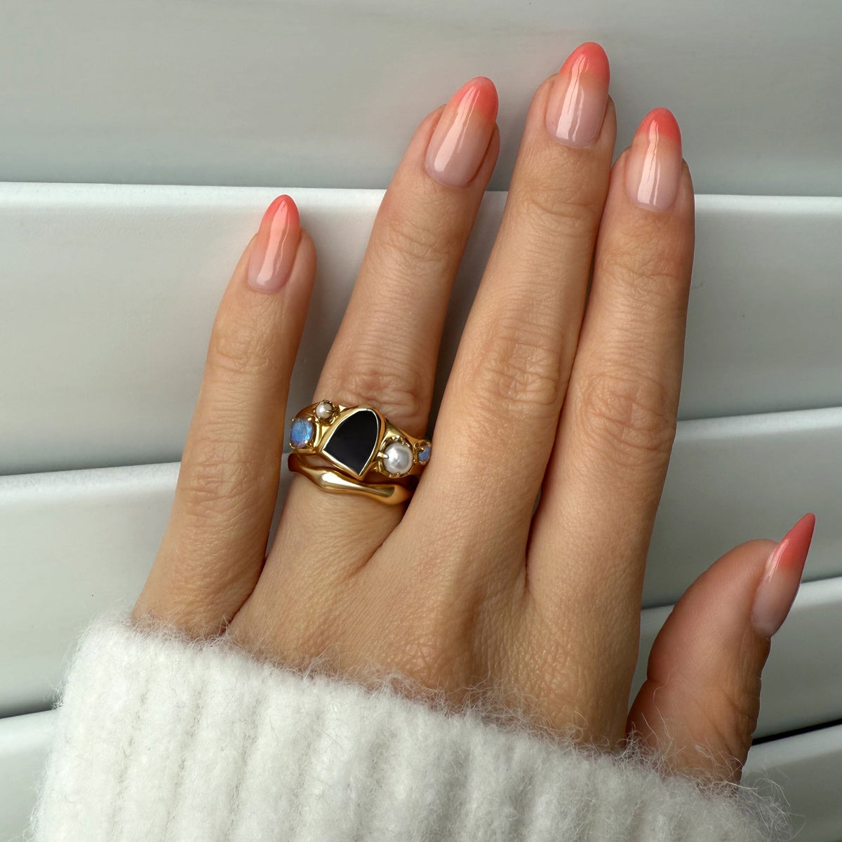 Black Obsidian Heirloom & Magma Rings