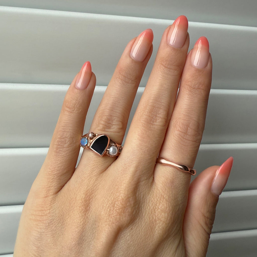 Black Obsidian Heirloom & Magma Rings