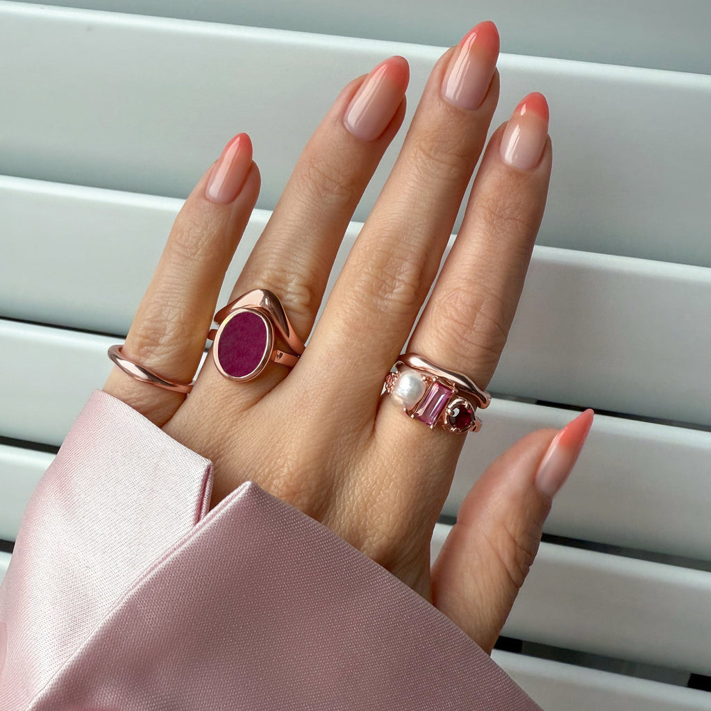 Stackable Ring Band - Dome Wishbone