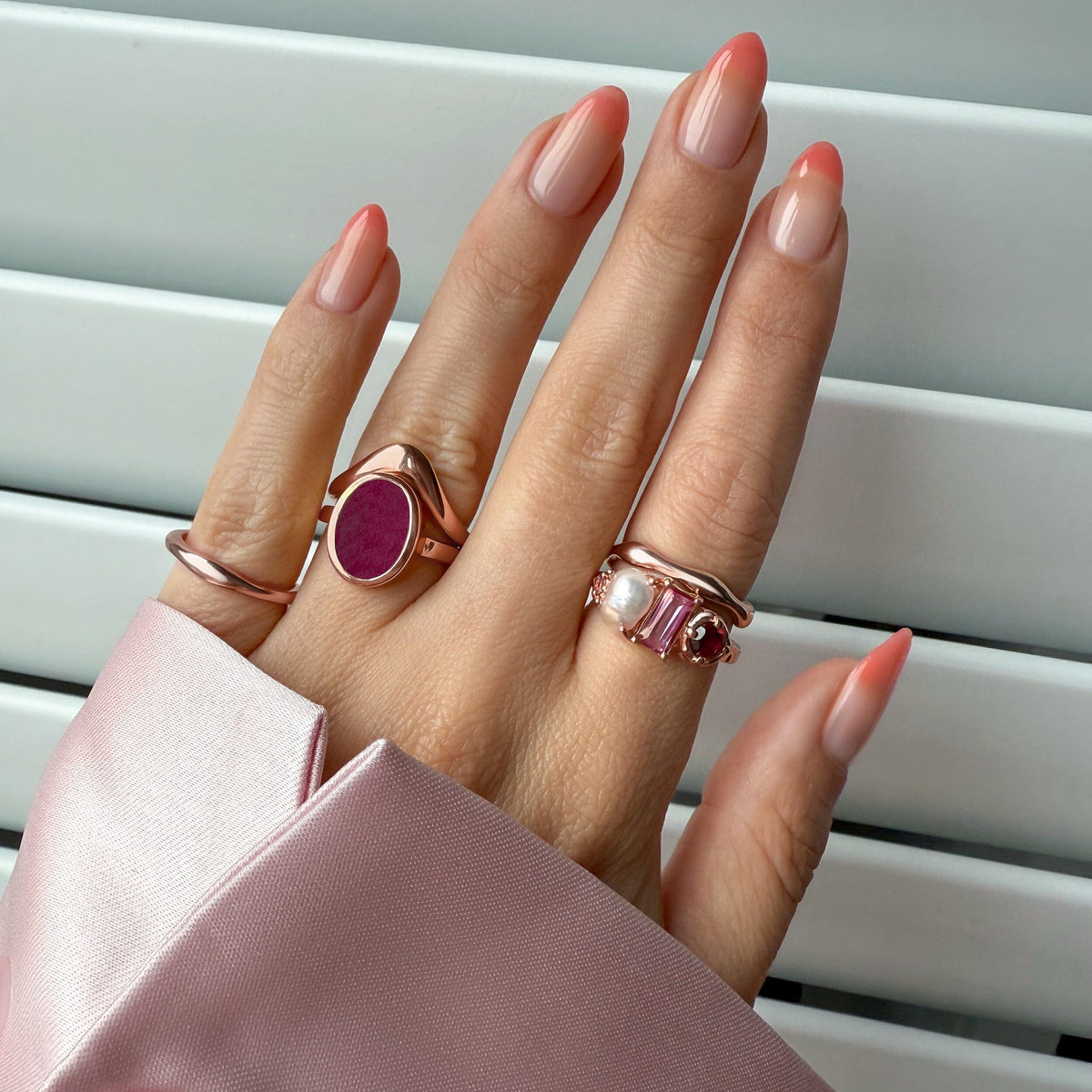 Stackable Ring Band - Dome Wishbone