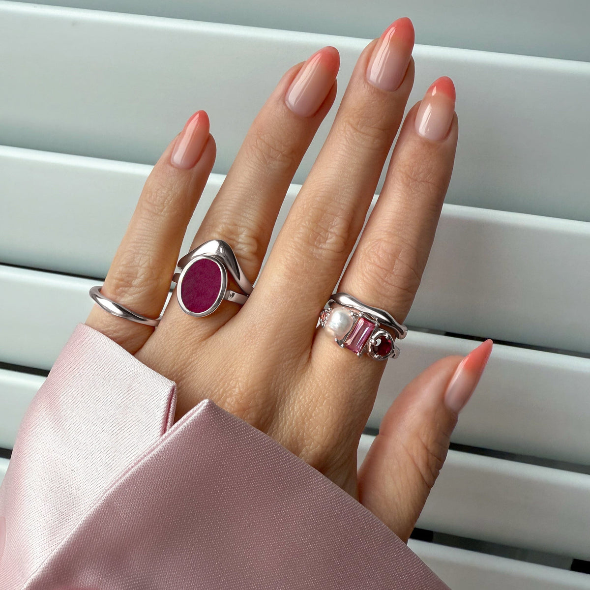 Garnet Pearl Treasure & Magma Rings