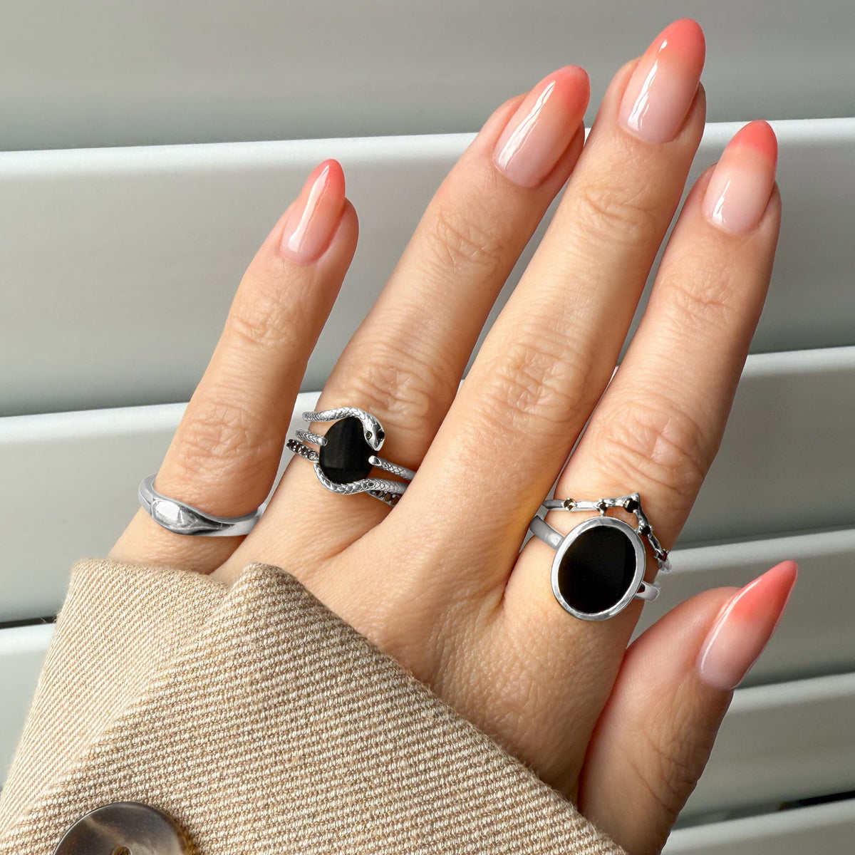 Black Onyx Serpent & Twinkling Rings