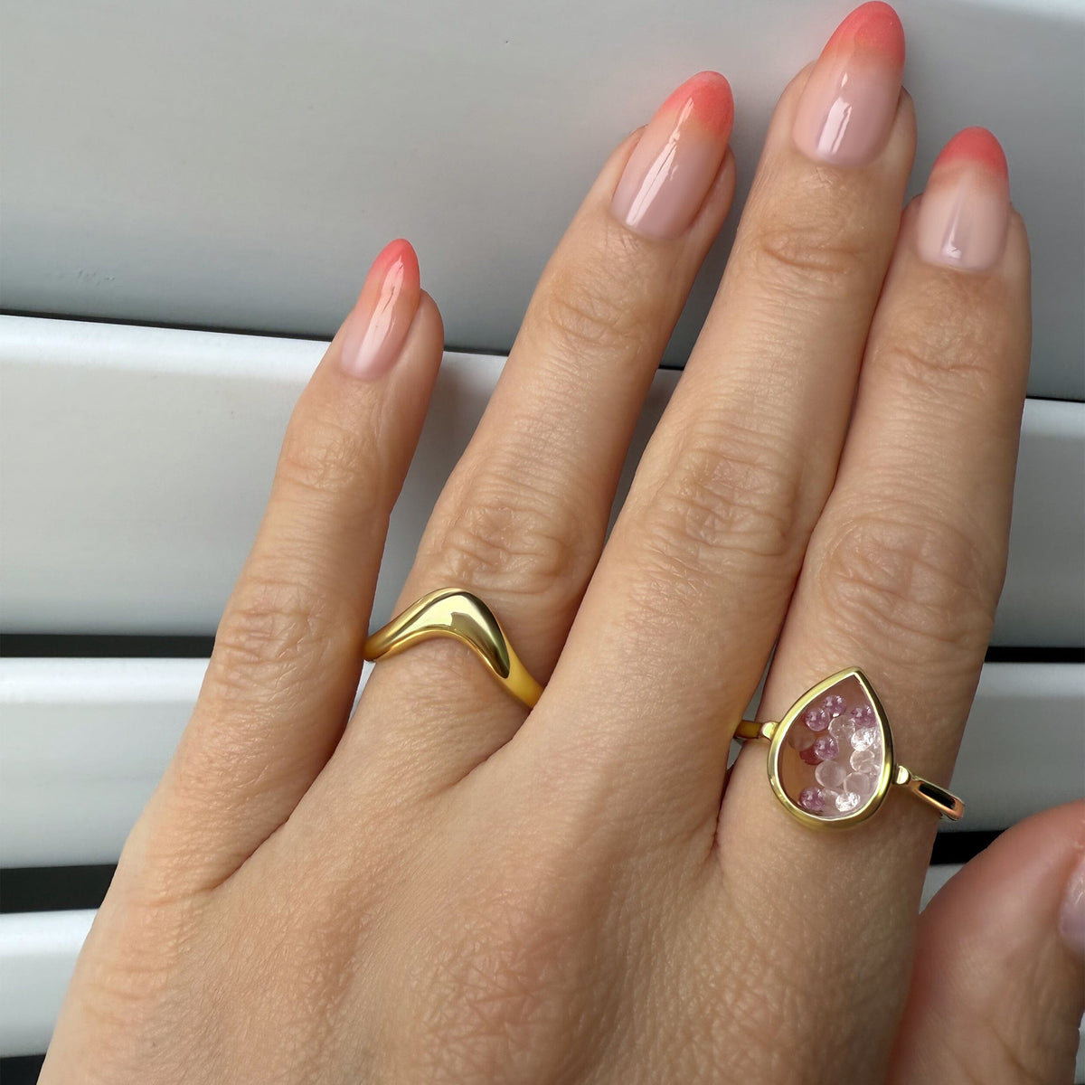 Stackable Ring Band - Dome Wishbone