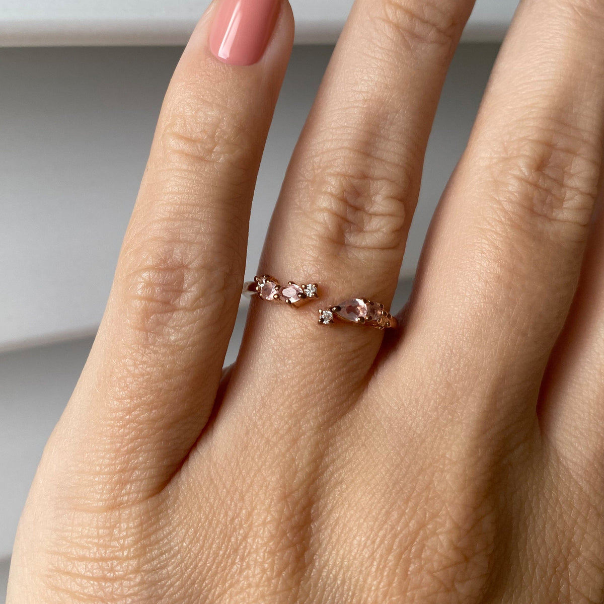 Adjustable Rose Quartz Ring - Flourish