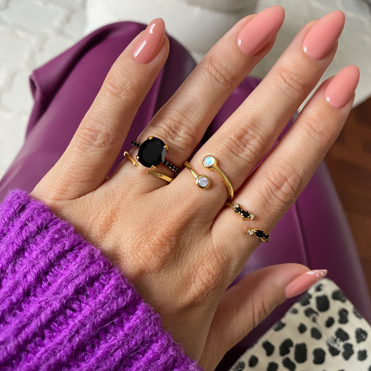 Black Obsidian Black Spinel Ring - Harlow