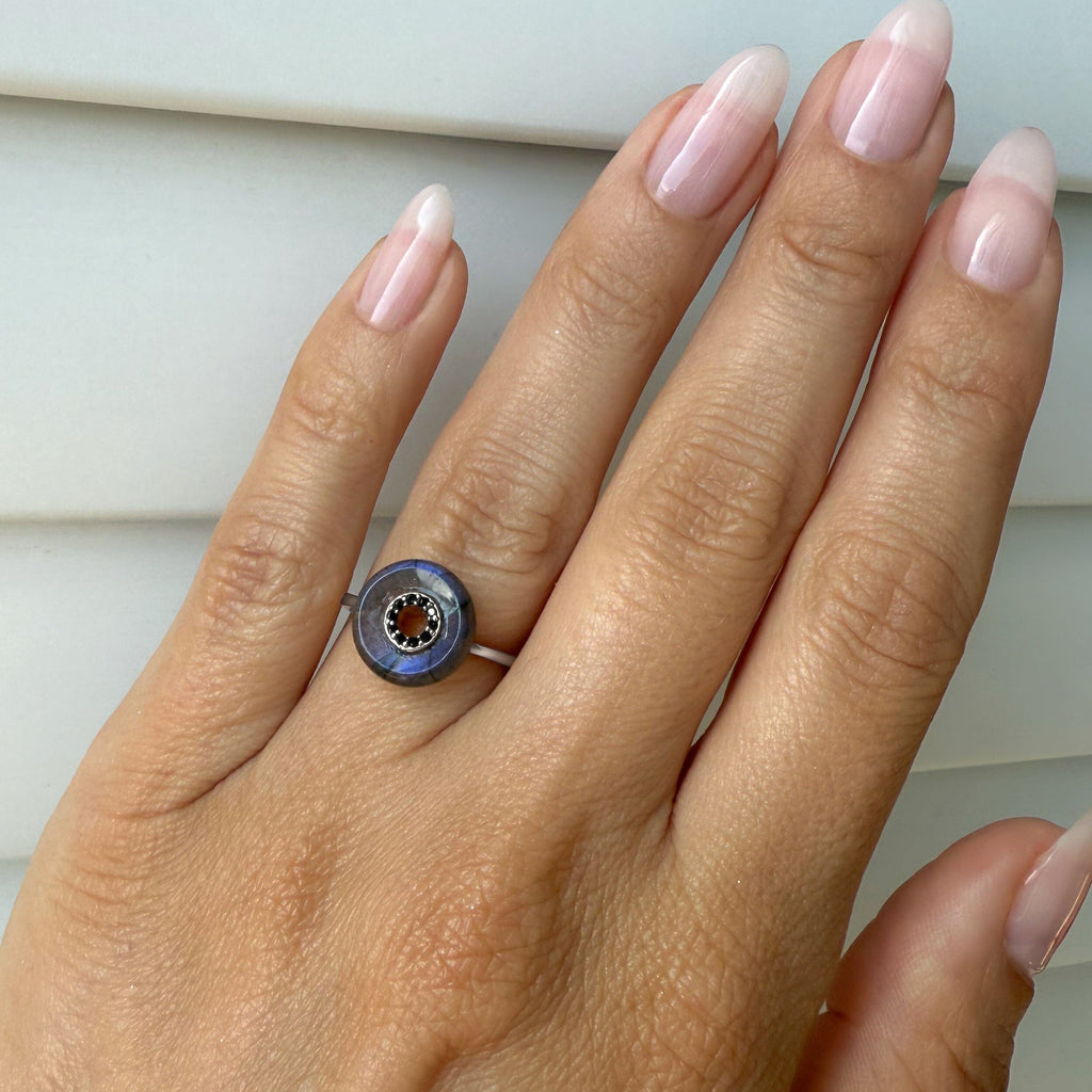 Labradorite Black Spinel Fidget Ring - Liora