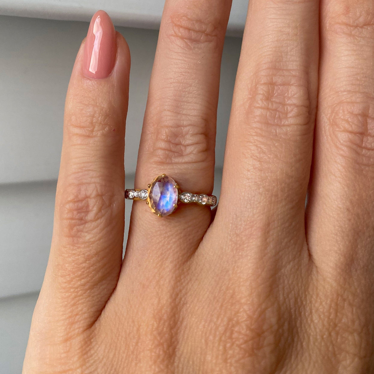 Moonstone Lab Diamond Ring - Mirth