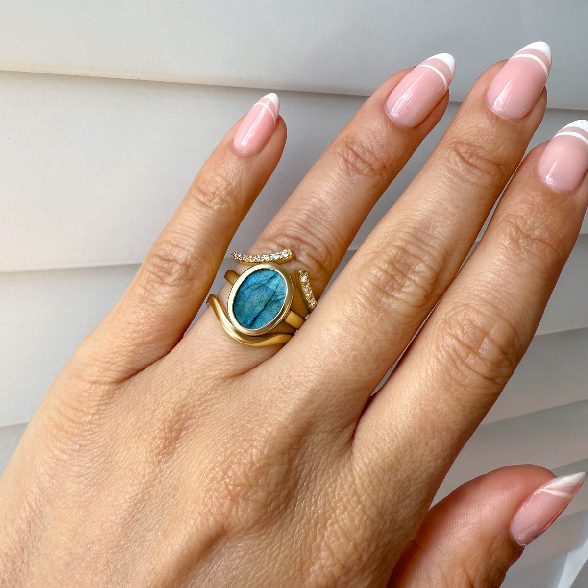 Enfolded Labradorite & Infinite & Waves Rings