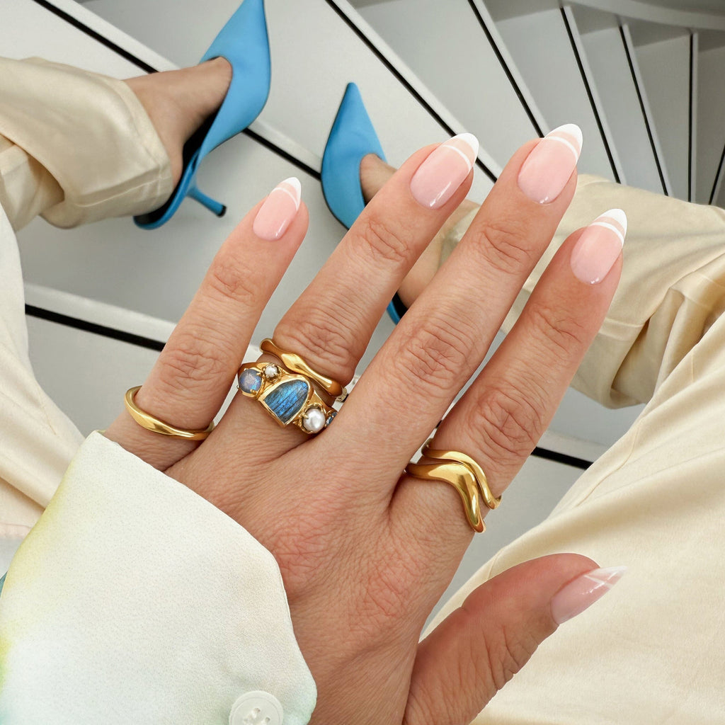 Labradorite Heirloom & Magma & Waves Rings