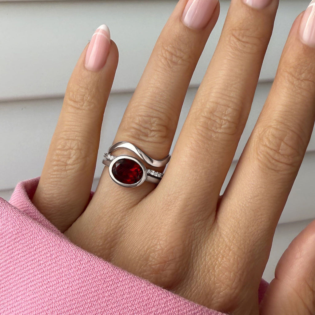 Garnet Skin-Touch & Twinkling & Waves Rings