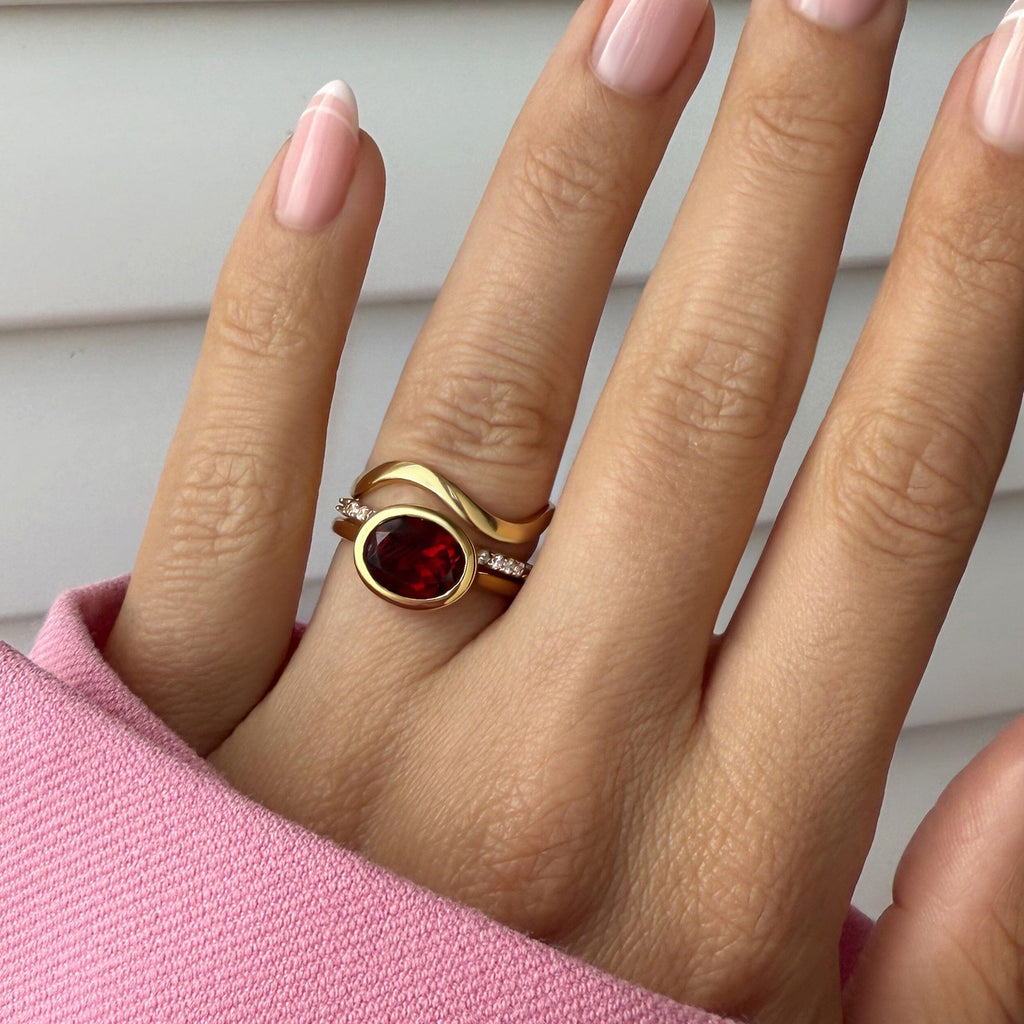 Garnet Skin-Touch & Twinkling & Waves Rings