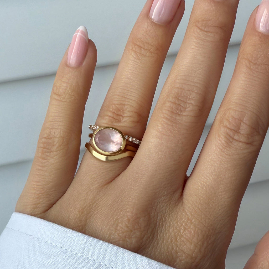 Rose Quartz Skin-Touch & Twinkling & Waves Rings
