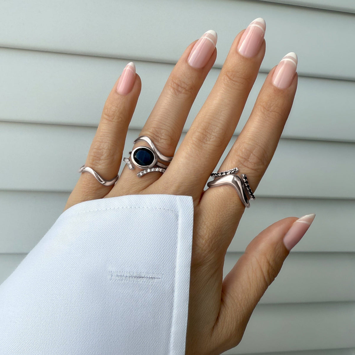 Black Obsidian Skin-Touch & Waves Rings