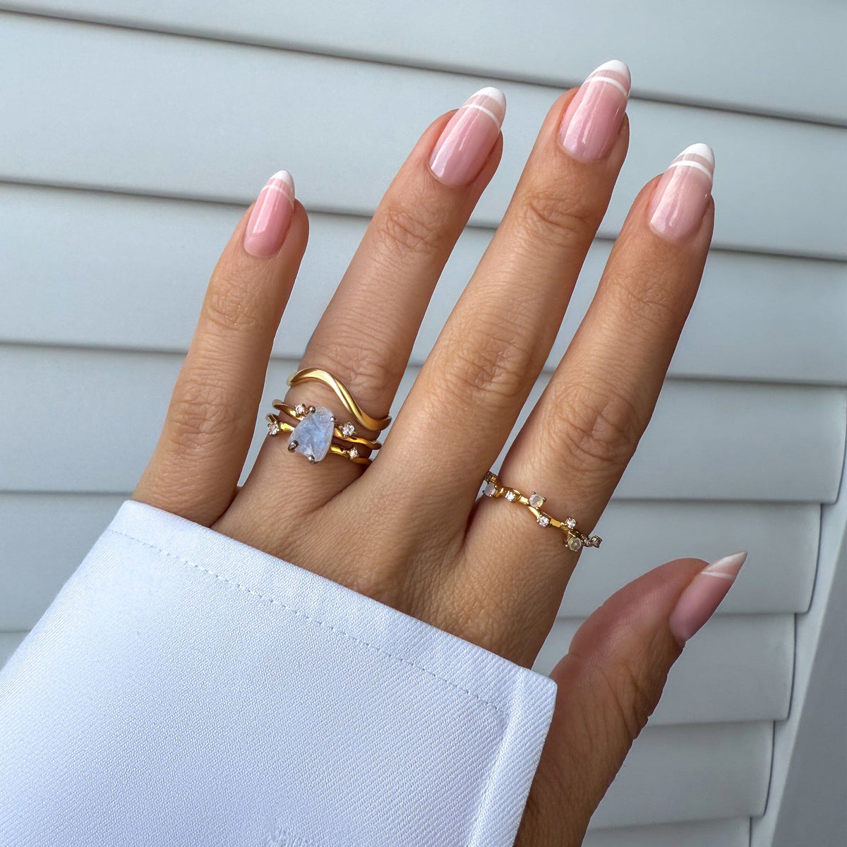 Moonstone Flow & Stardust & Waves Rings