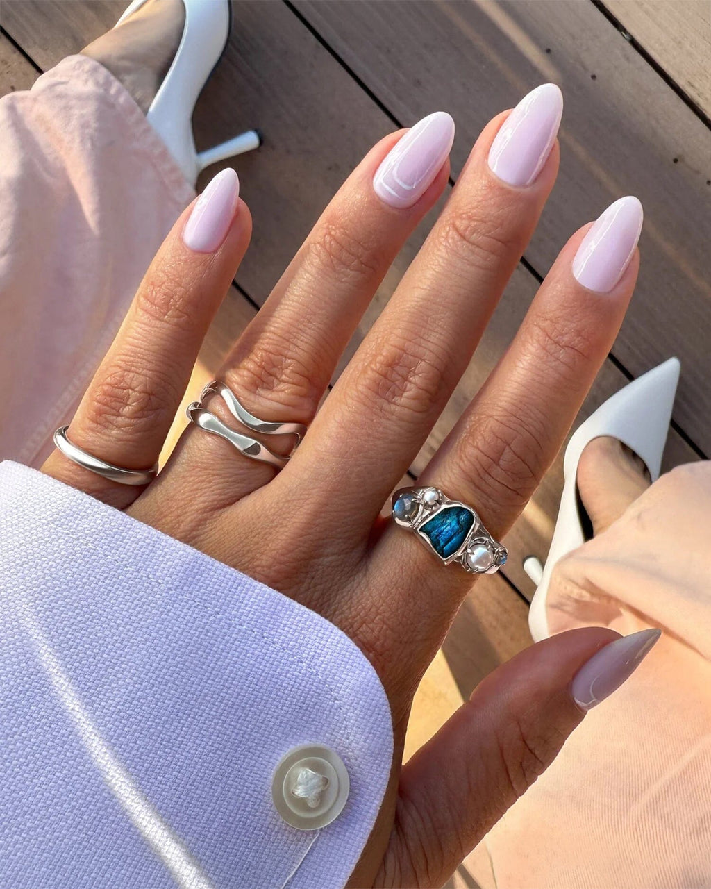Labradorite Pearl Ring - Heirloom