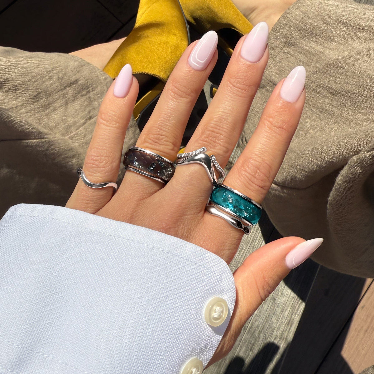2-in-1 Resin Ring - Ocean Blue