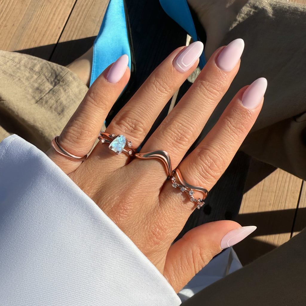Moonstone Flow & Stardust & Waves Rings