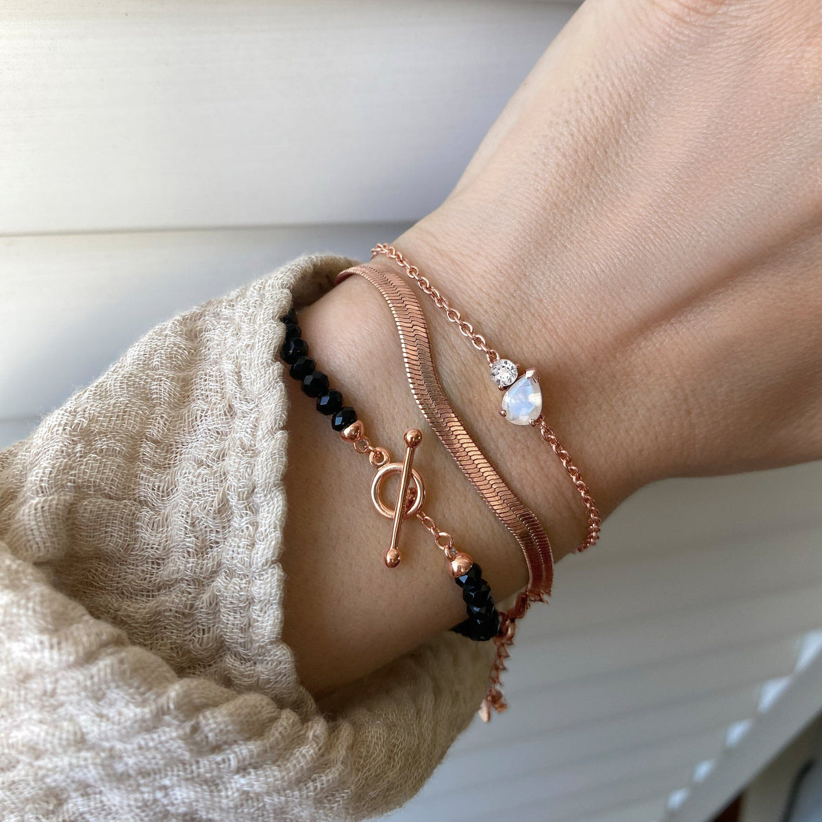 Plain Metal Wristlet - Herringbone Bracelet