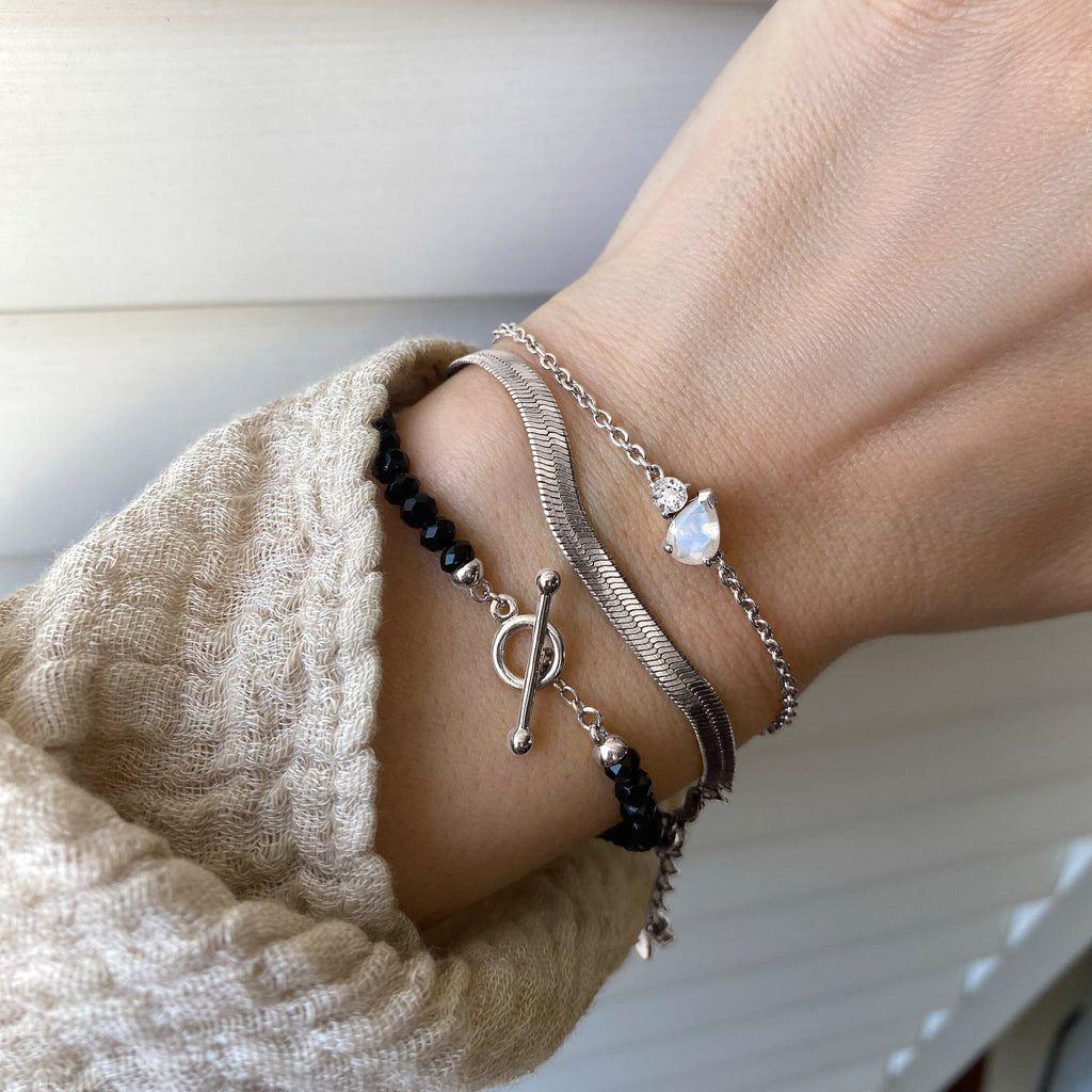 Plain Metal Wristlet - Herringbone Bracelet