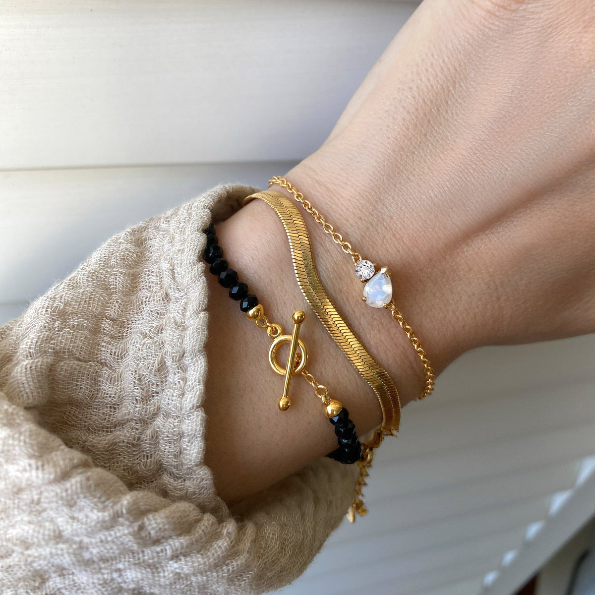 Plain Metal Wristlet - Herringbone Bracelet