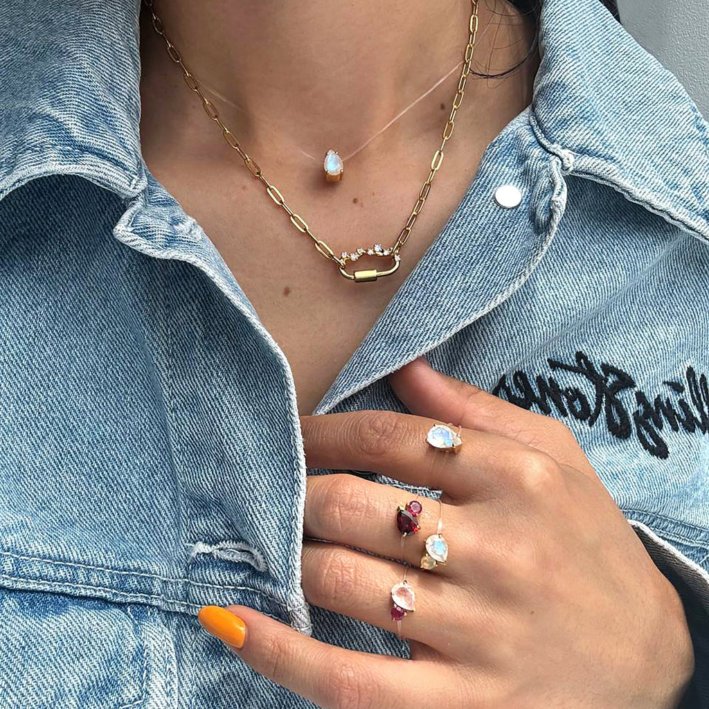 Moonstone Necklace Floating Sway - June Birthstone