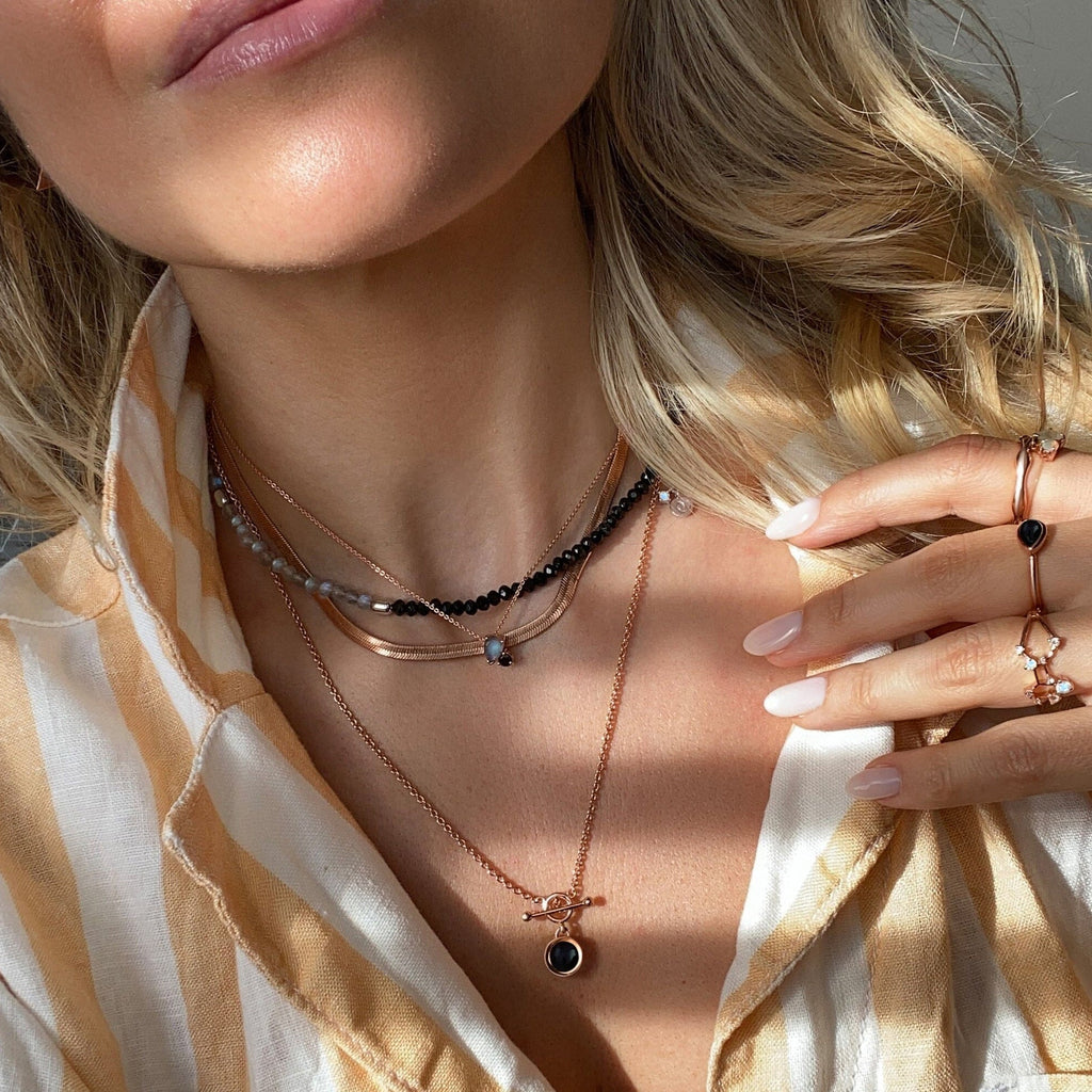 Labradorite & Black Obsidian - Toi Et Moi Necklace