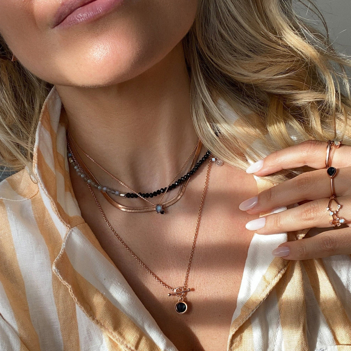 Labradorite & Black Obsidian - Toi Et Moi Necklace
