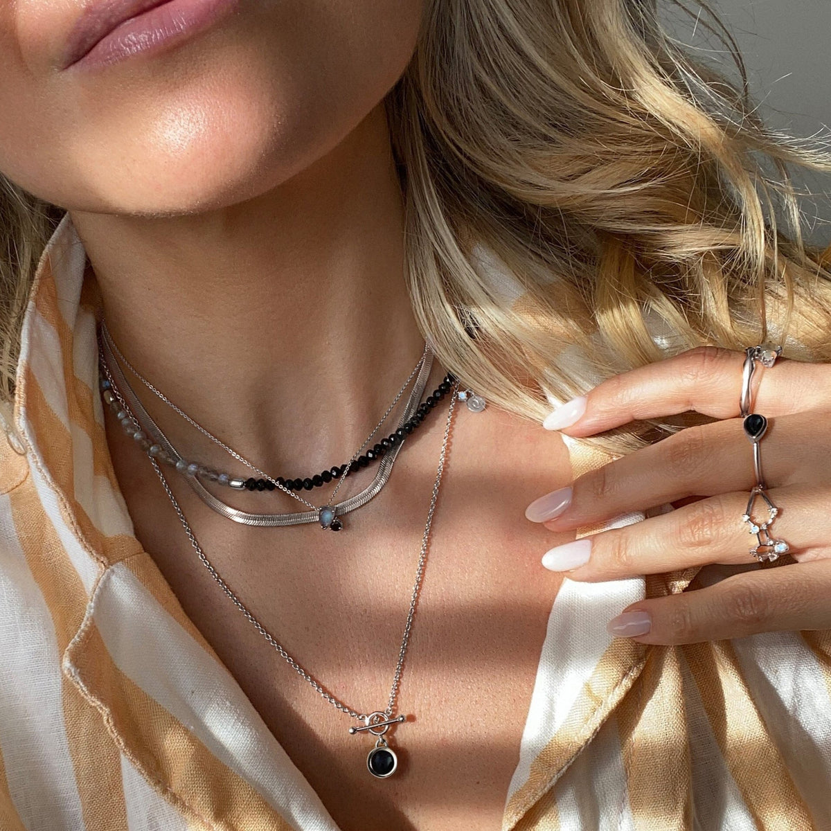 Labradorite & Black Obsidian - Toi Et Moi Necklace