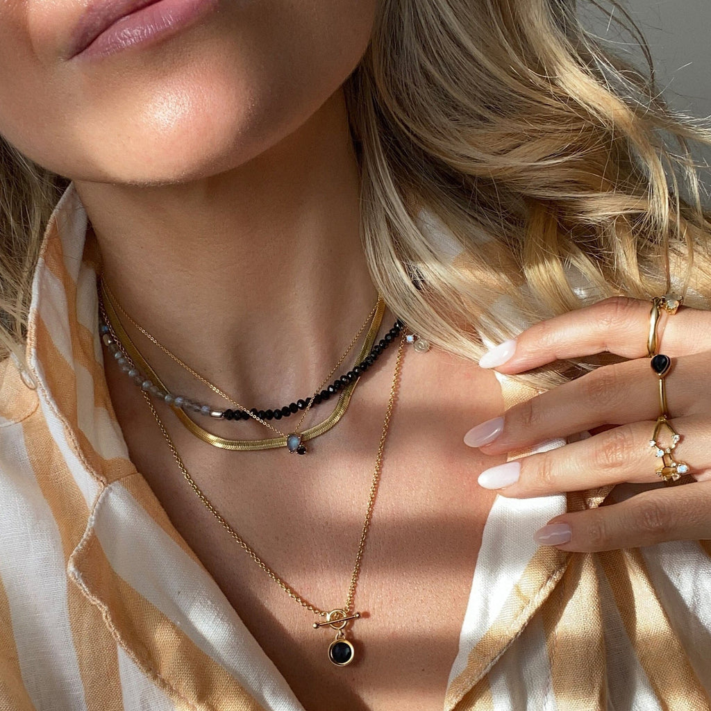 Labradorite & Black Obsidian - Toi Et Moi Necklace