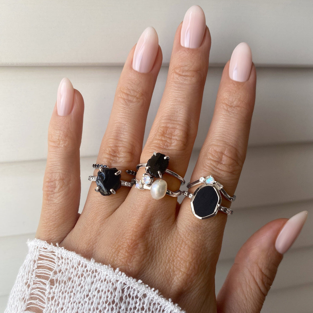 Raw Crystal Ring - Petite Black Obsidian