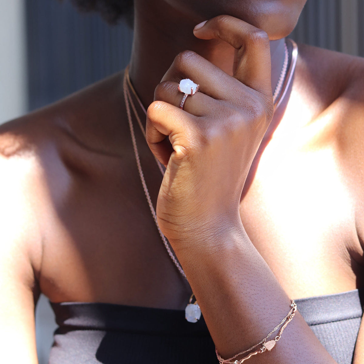 Raw Crystal Ring - Ritzy Moonstone
