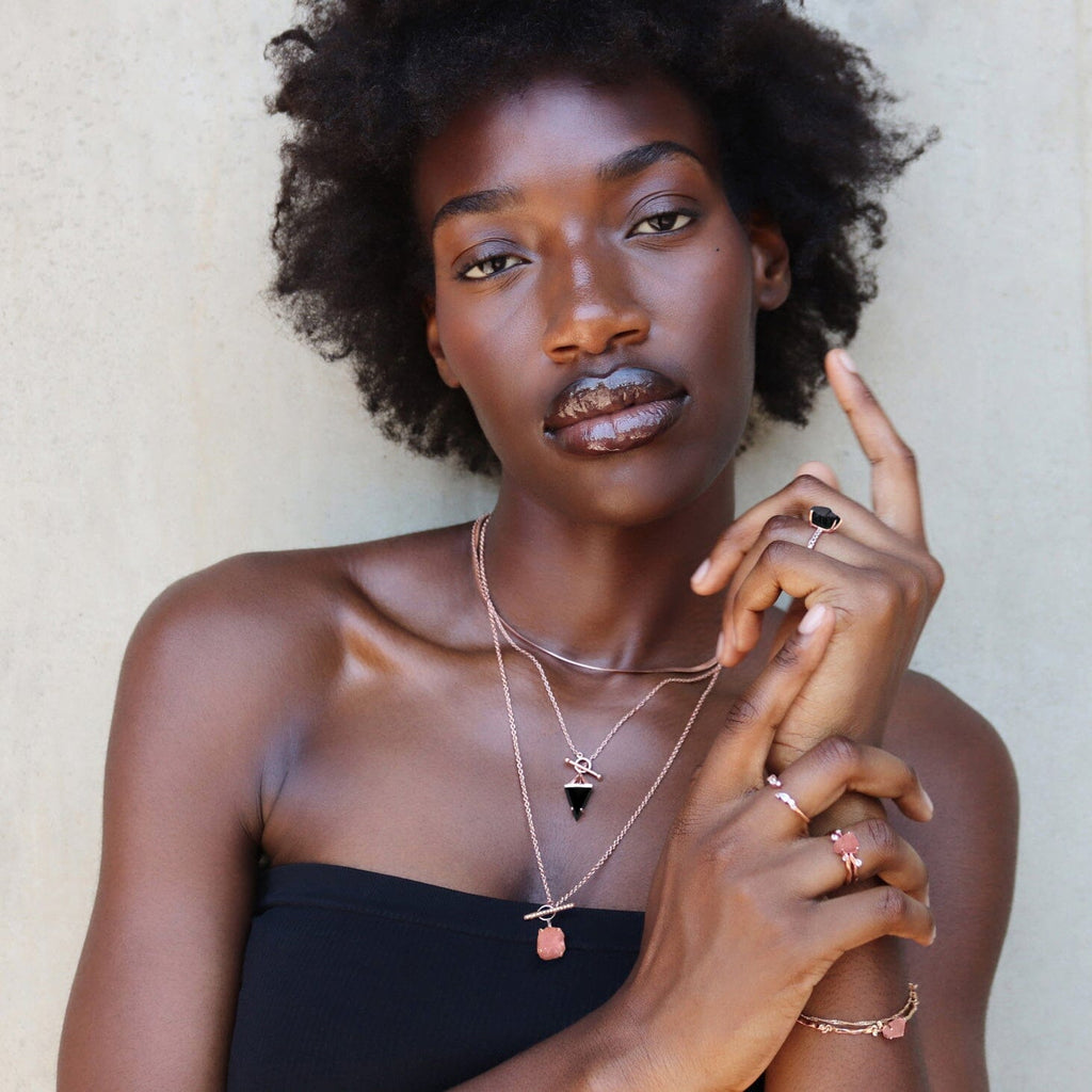 Black Obsidian Heroine & Herringbone Necklaces