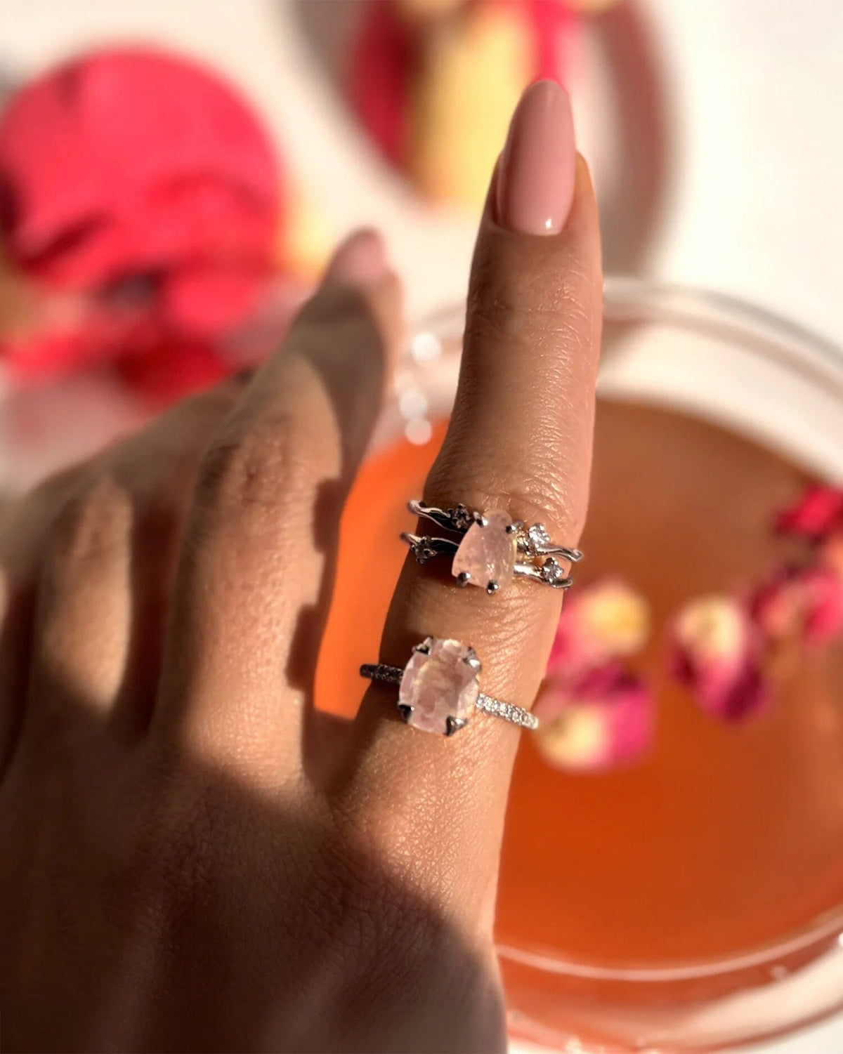 Rose Quartz Ring - Flow