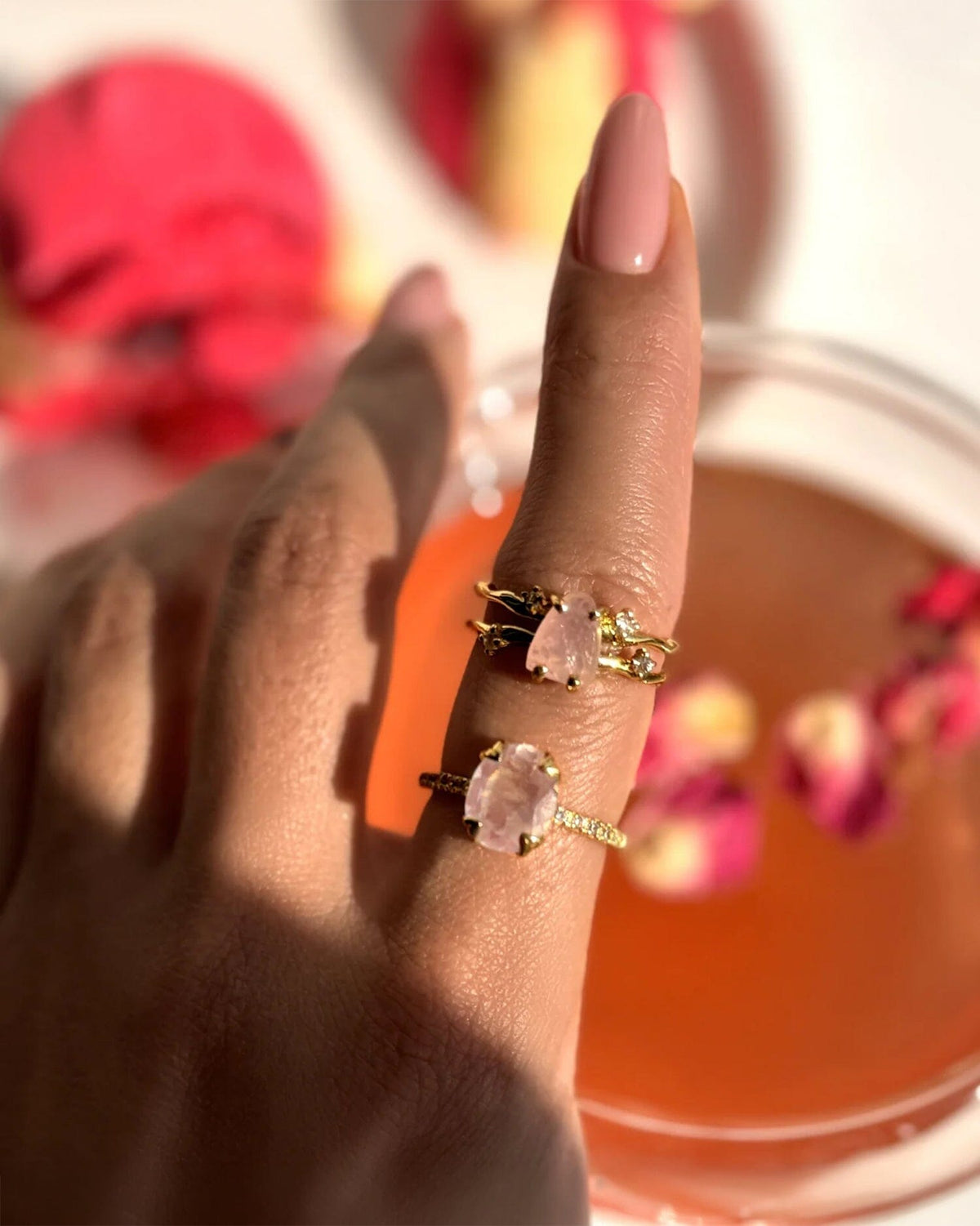 Rose Quartz Ring - Flow