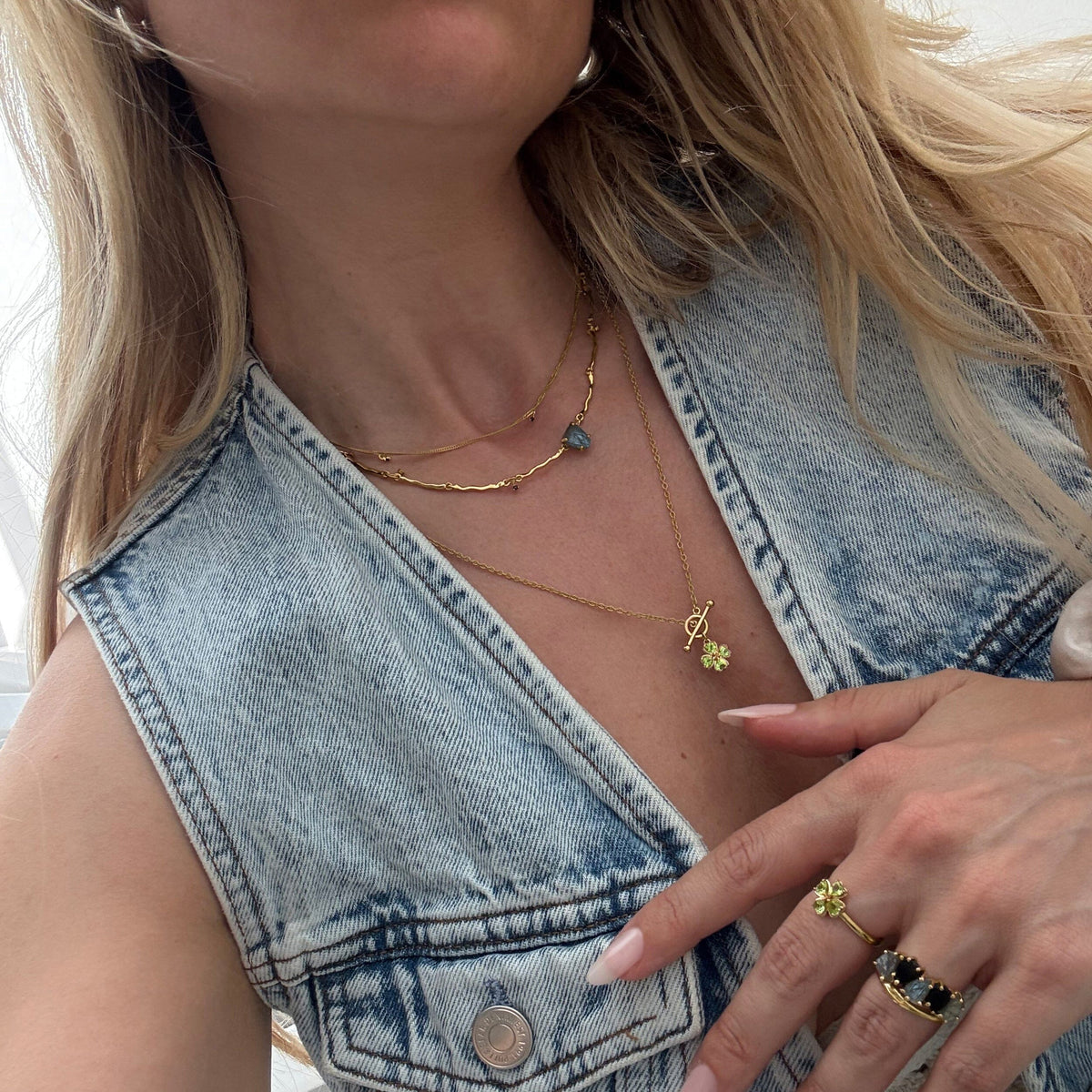 Raw Crystal Necklace - Flowing Labradorite