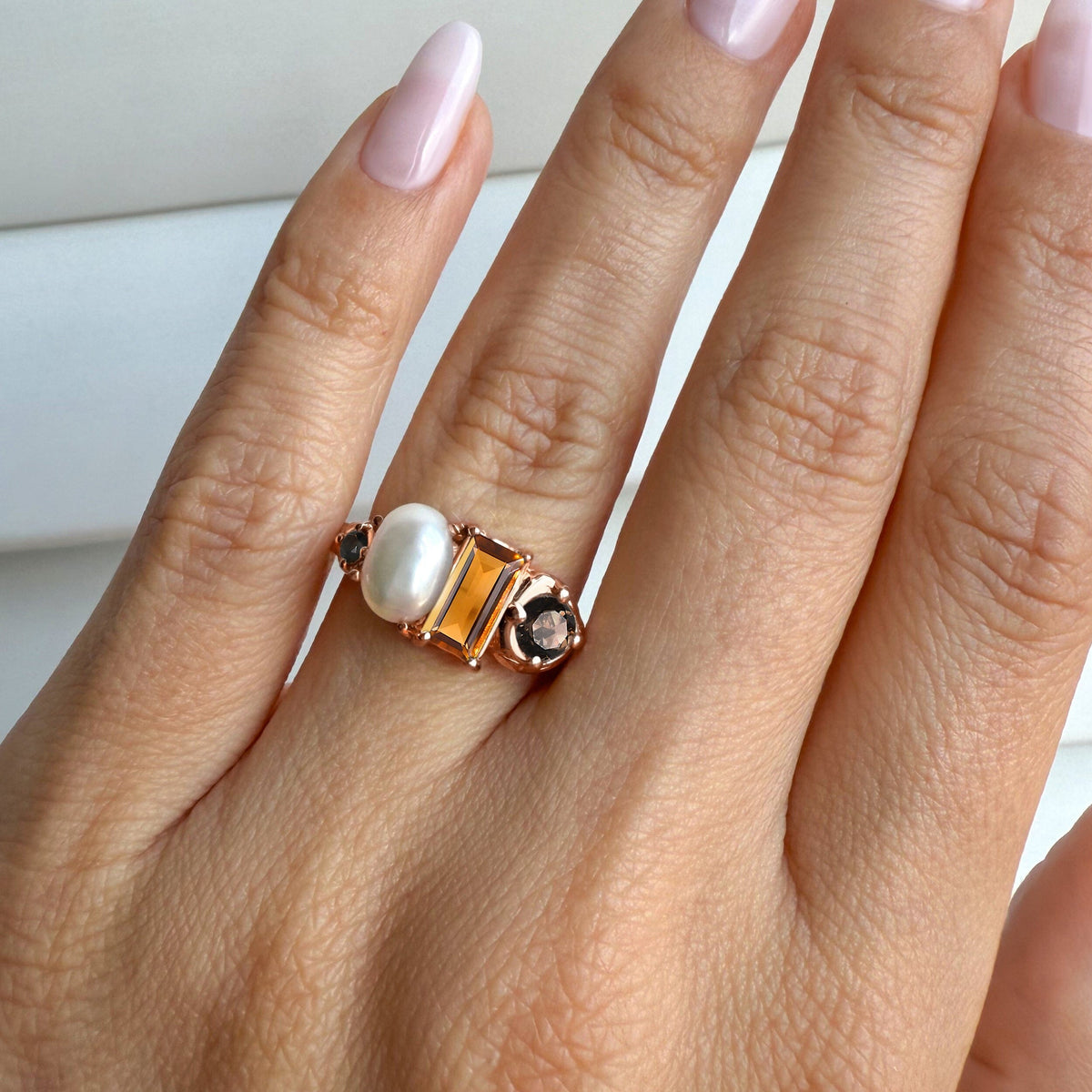 Citrine Pearl Ring - Treasure