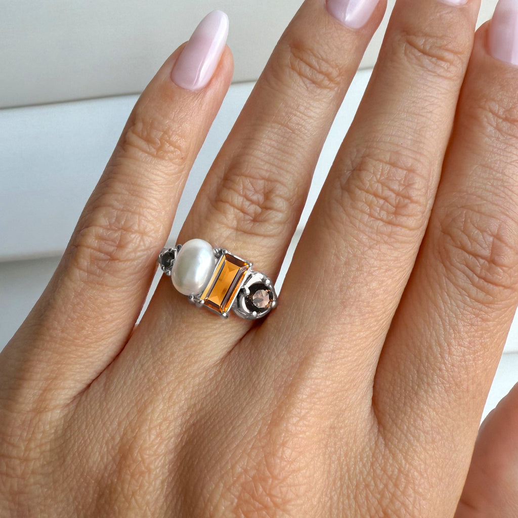 Citrine Pearl Ring - Treasure