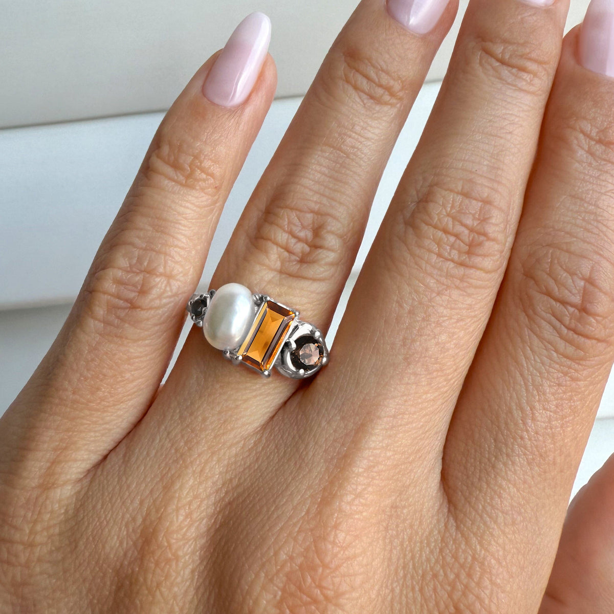 Citrine Pearl Ring - Treasure