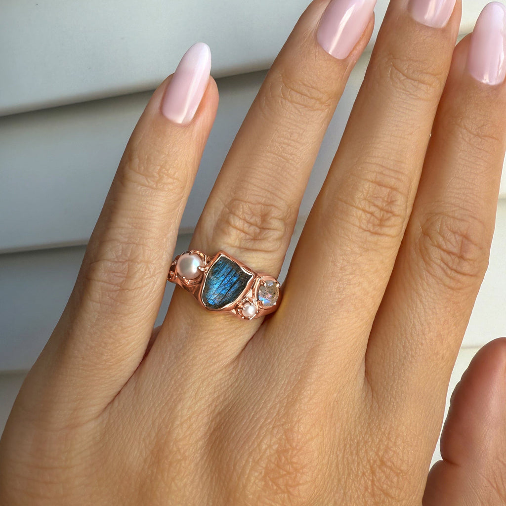 Labradorite Pearl Ring - Heirloom