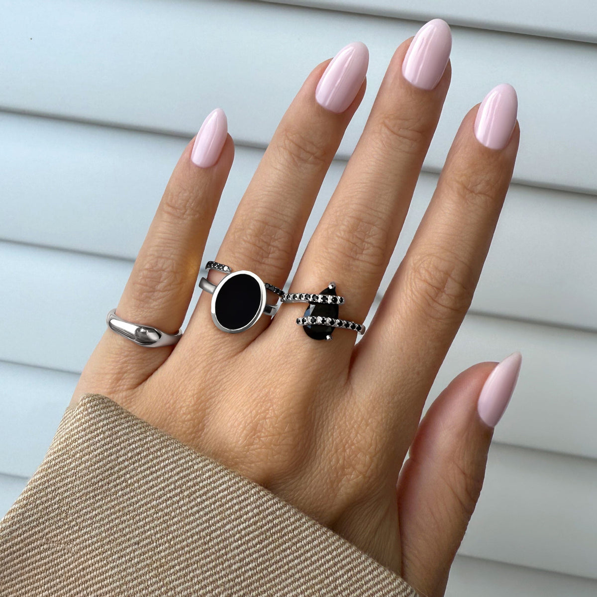 Black Obsidian Black Spinel Ring - Bypass