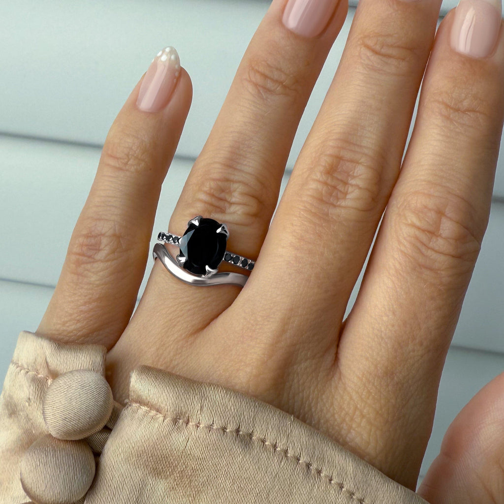 Black Obsidian Black Spinel Harlow & Waves Rings